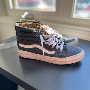 Vans Sk8 hitop zip classic sneakers leather and leopard print